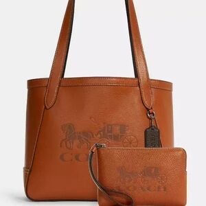 Coach Tan Leather Tote and Wristlet Set